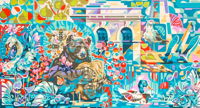 Bear mural in Downtown Bridgeport